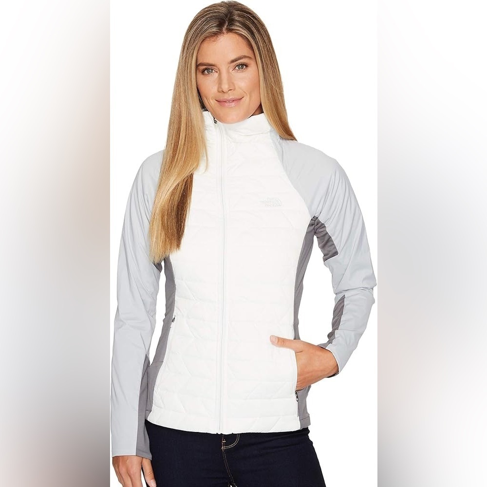 The North Face Momentum Fleece Gray & White Zip Front Jacket Size: Large